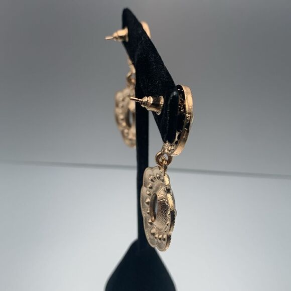 Stunning Vintage Aurora Borealis Glass cabochon drop earrings, Unmarked - Picture 4 of 5